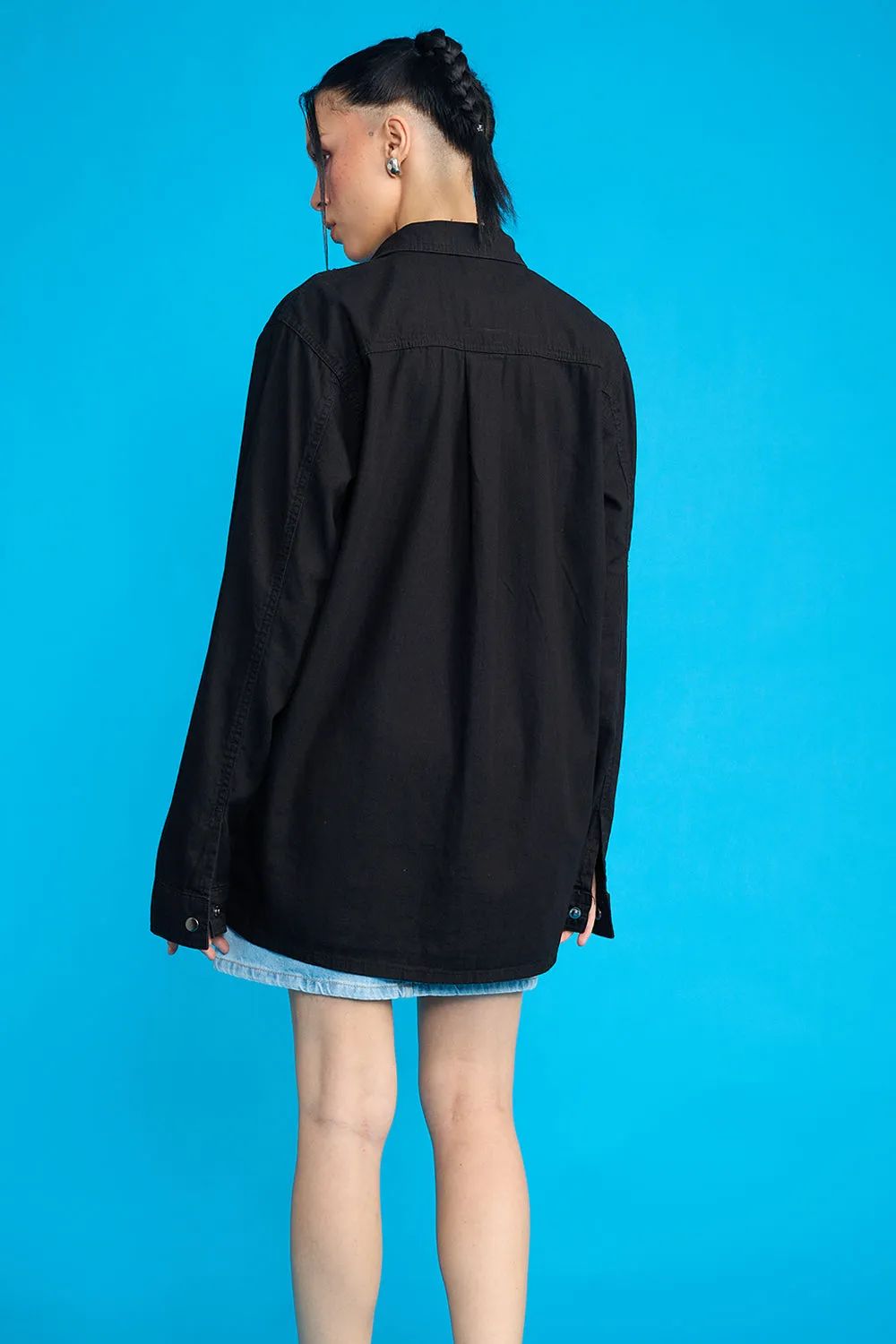 Black One Pocket Oversized Unisex Shirt