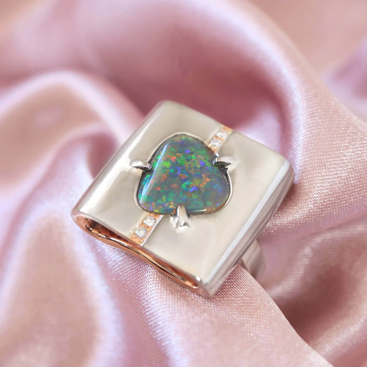 Black Opal Cushion Ring