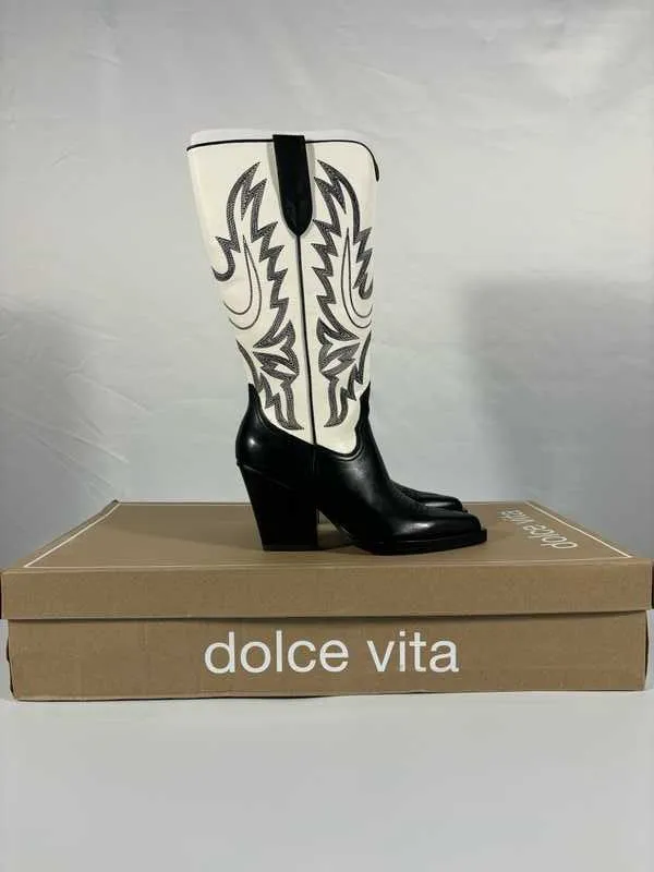 BLANCH BOOTS BLACK WHITE LEATHER - re:vita