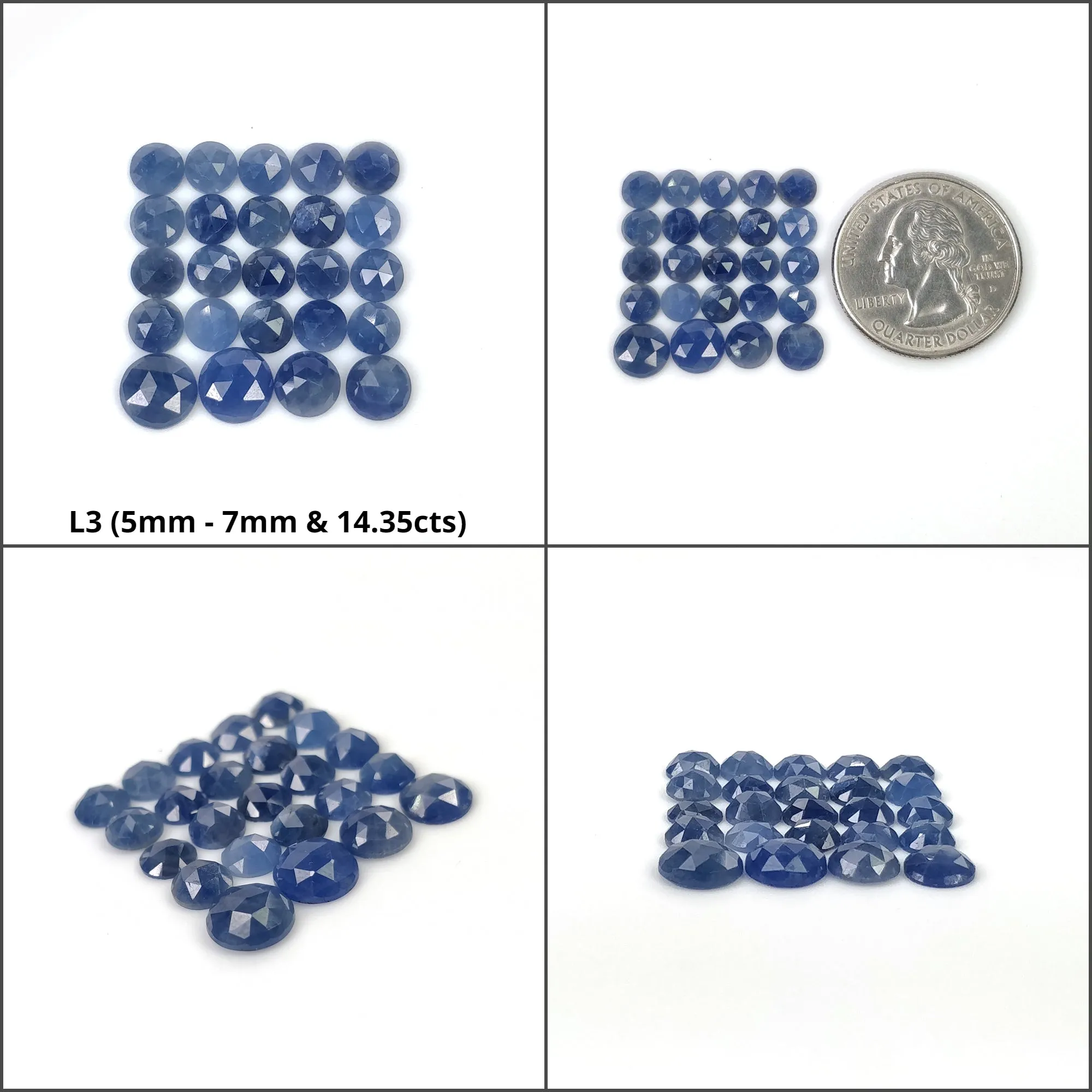 BLUE SAPPHIRE Gemstone Checker Cut : Natural Untreated Unheated Sapphire Round Shape Lots