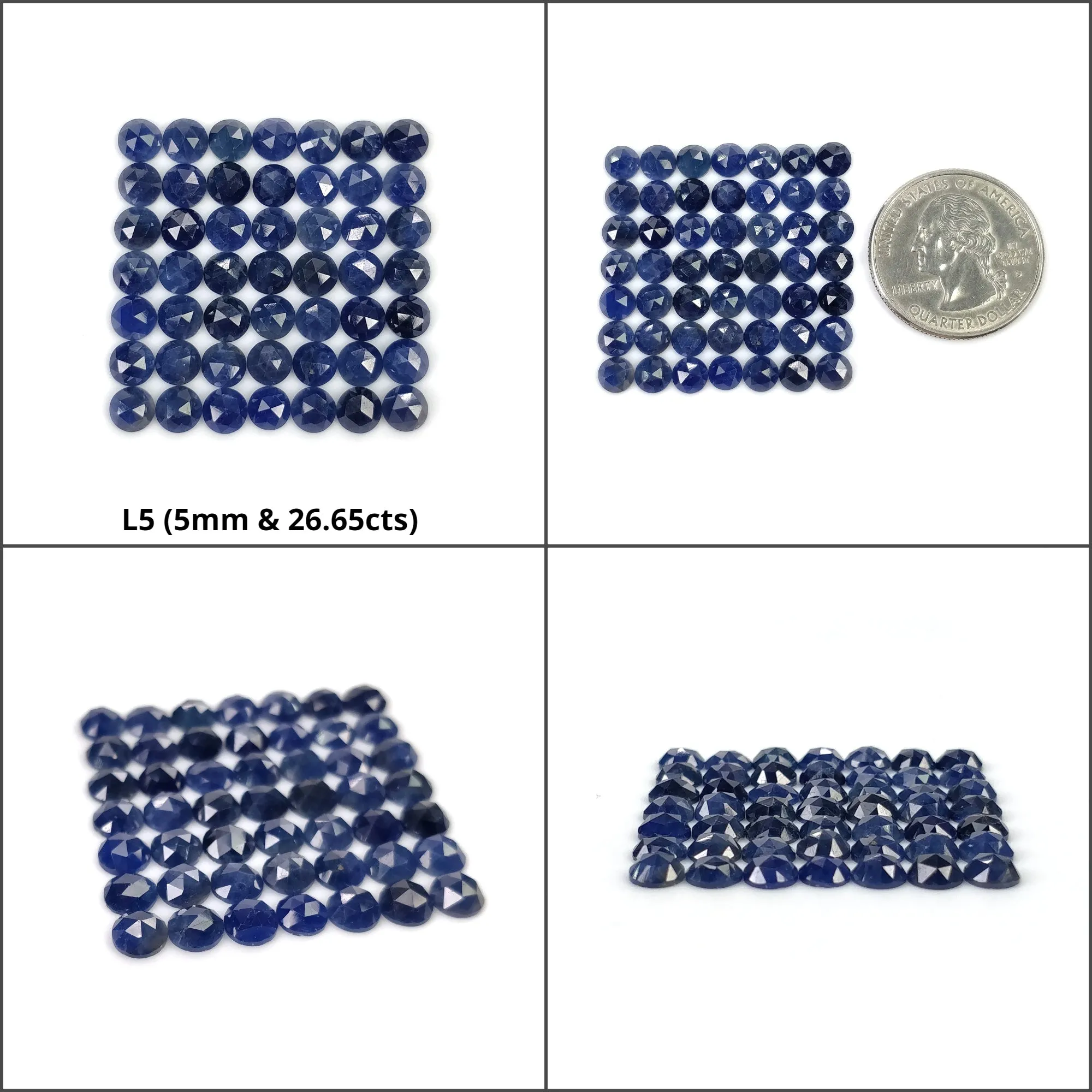 BLUE SAPPHIRE Gemstone Checker Cut : Natural Untreated Unheated Sapphire Round Shape Lots