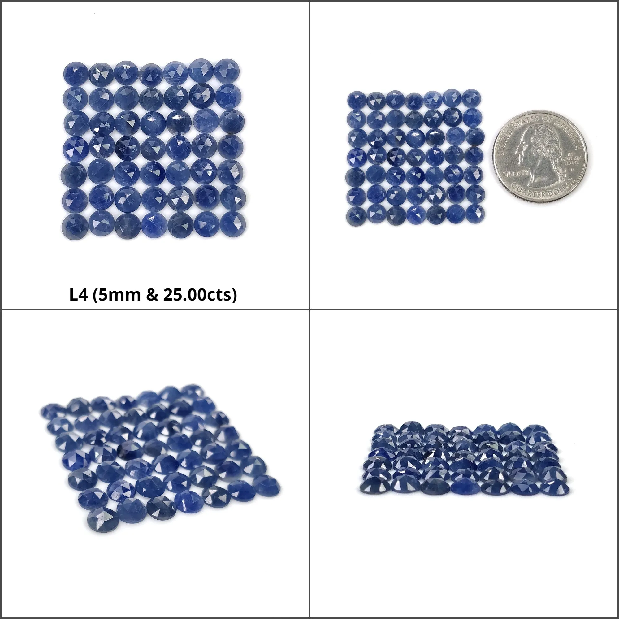 BLUE SAPPHIRE Gemstone Checker Cut : Natural Untreated Unheated Sapphire Round Shape Lots