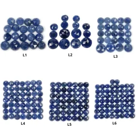 BLUE SAPPHIRE Gemstone Checker Cut : Natural Untreated Unheated Sapphire Round Shape Lots