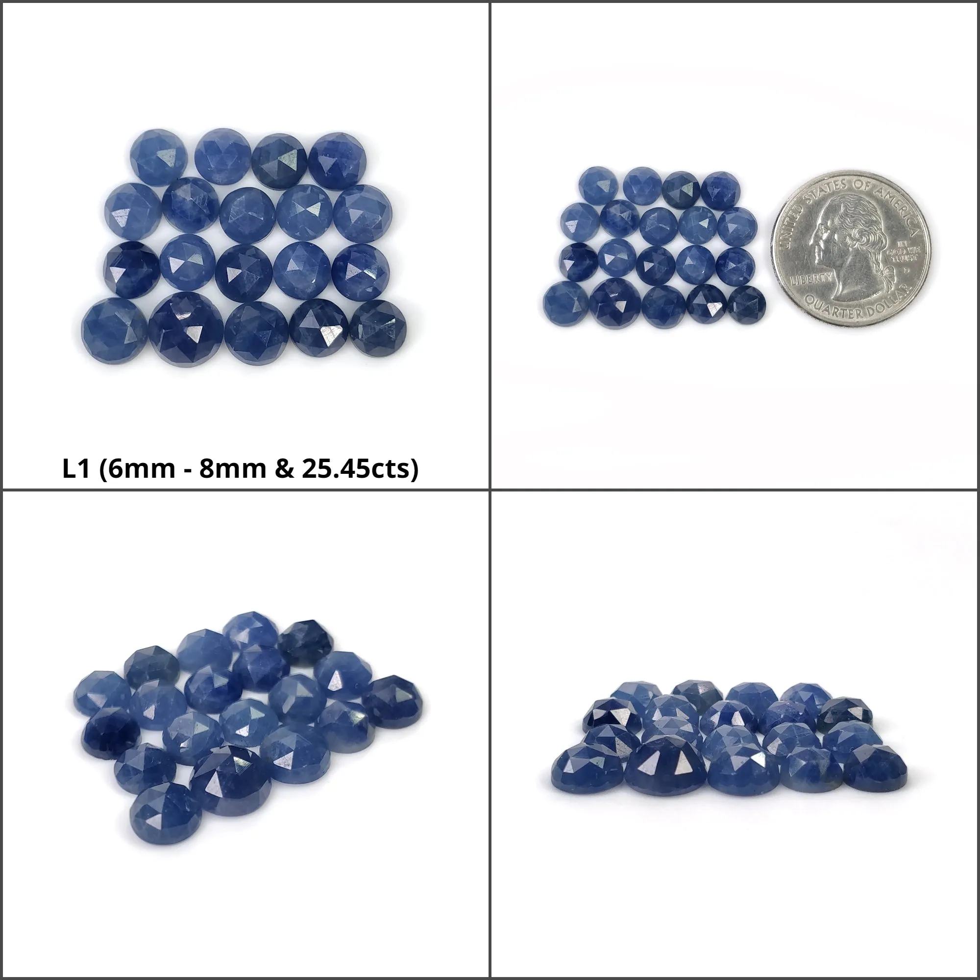 BLUE SAPPHIRE Gemstone Checker Cut : Natural Untreated Unheated Sapphire Round Shape Lots