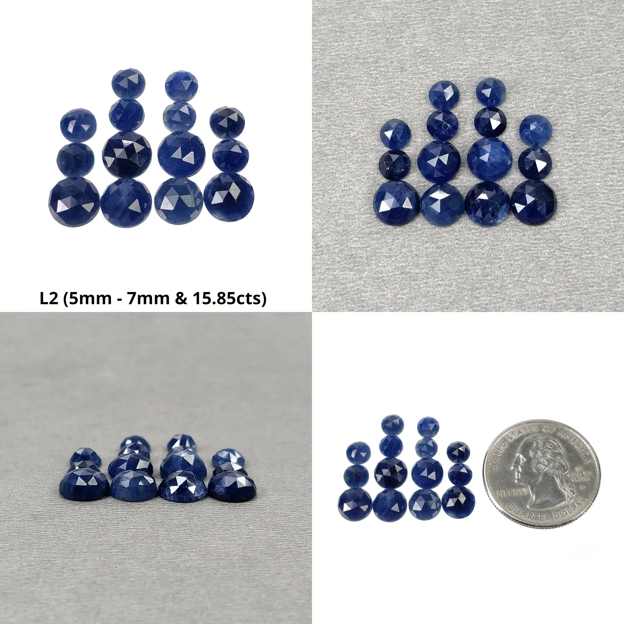 BLUE SAPPHIRE Gemstone Checker Cut : Natural Untreated Unheated Sapphire Round Shape Lots