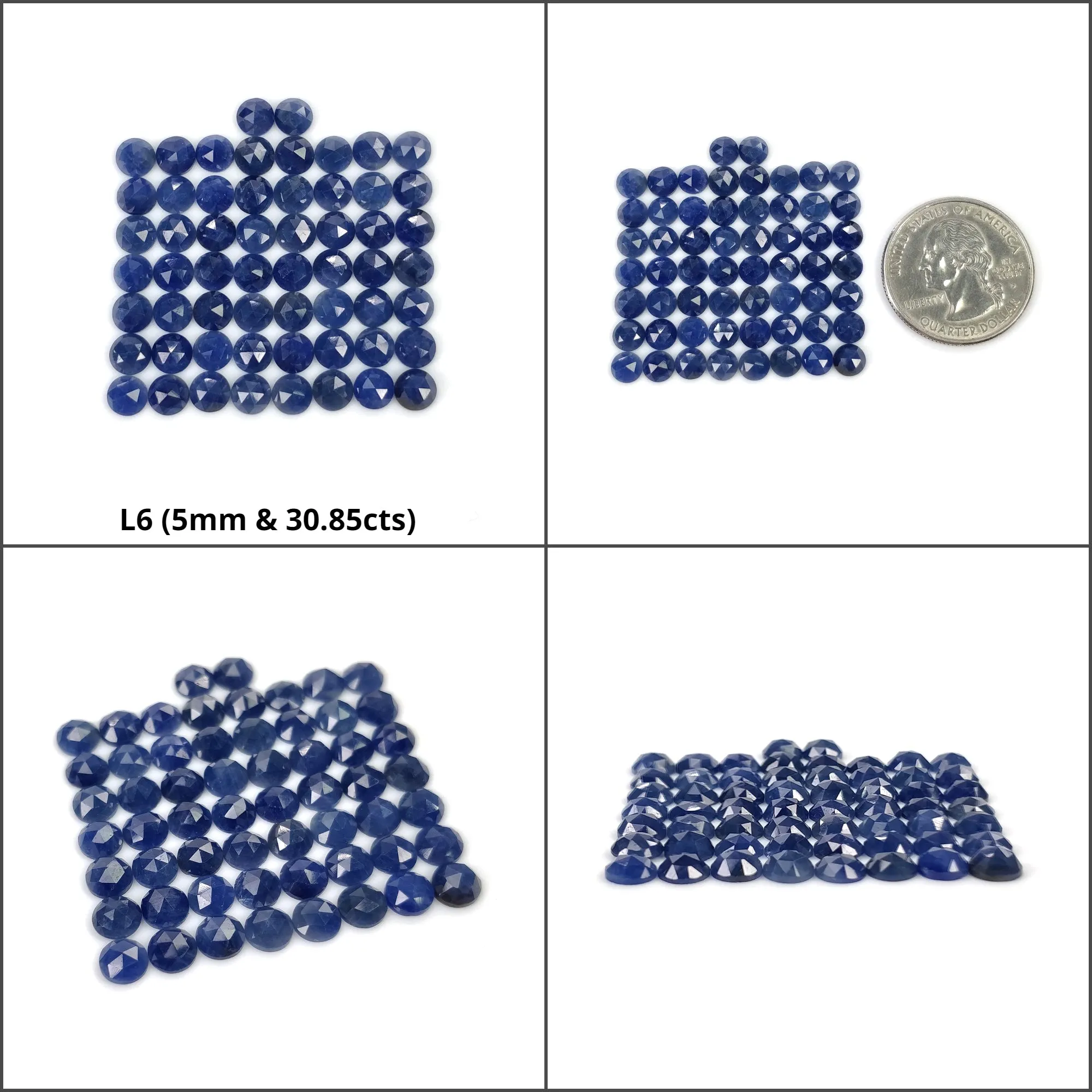 BLUE SAPPHIRE Gemstone Checker Cut : Natural Untreated Unheated Sapphire Round Shape Lots