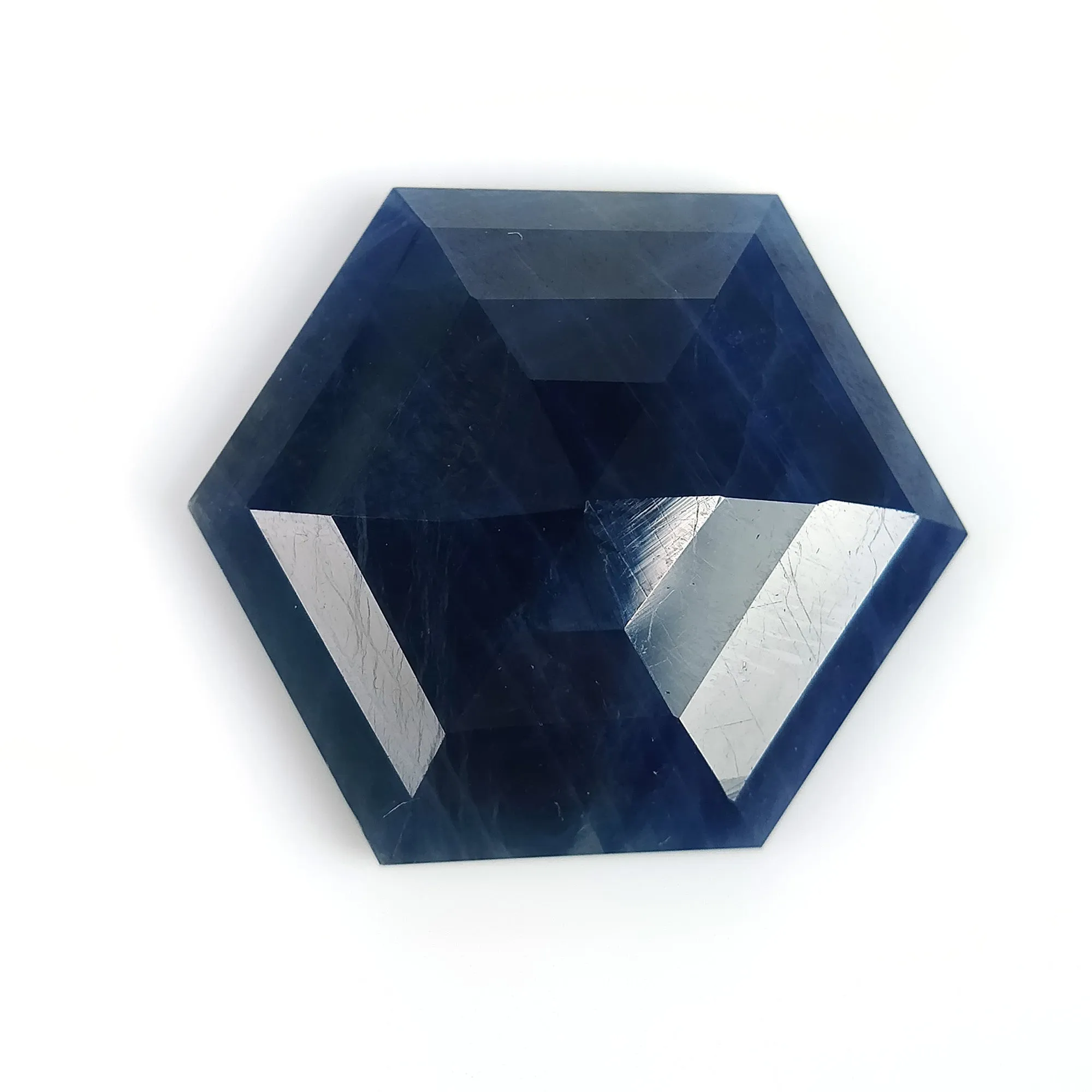 BLUE SAPPHIRE Gemstone Step Cut : 21.80cts Natural Untreated Unheated Sapphire Hexagon Shape 22*19mm (With Video)