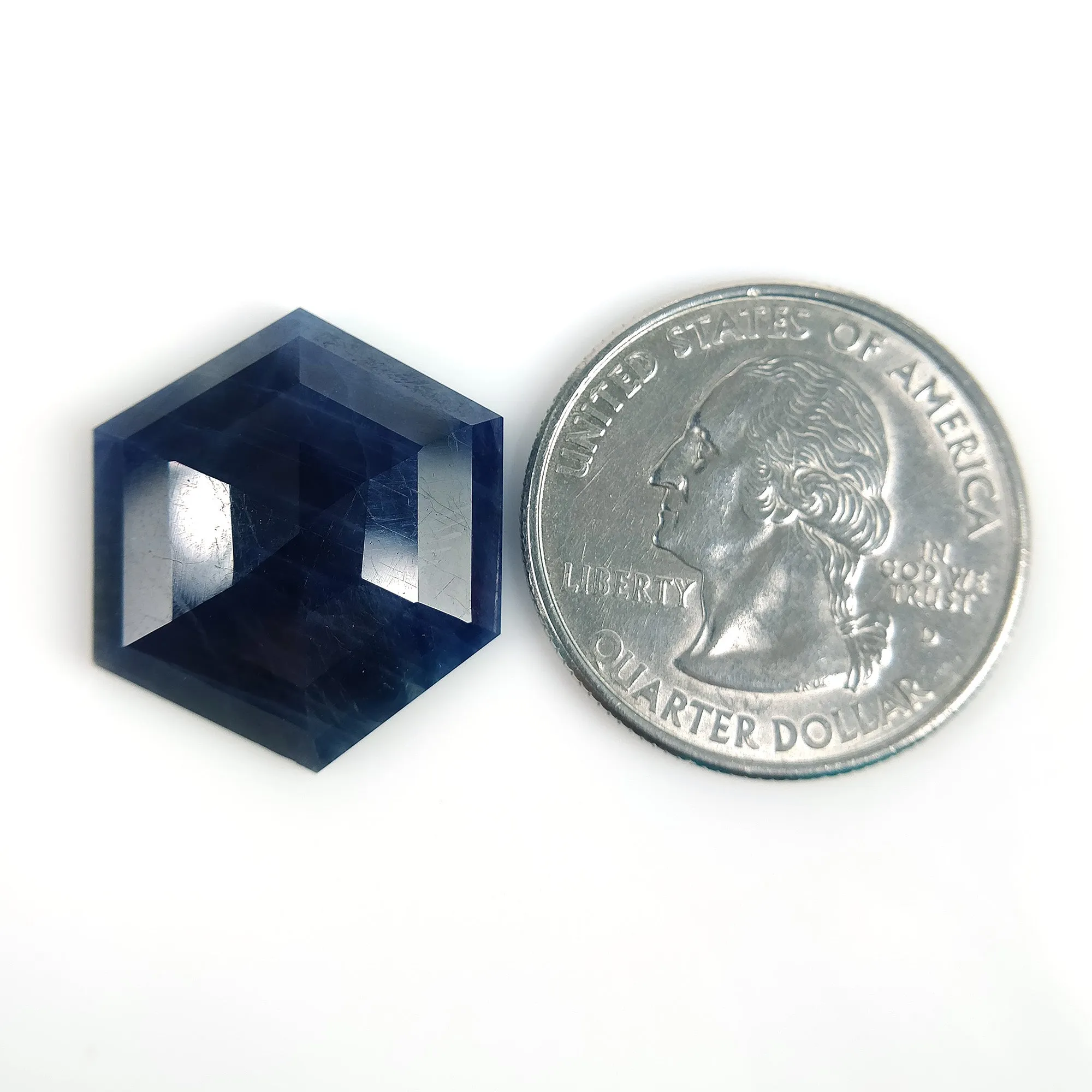 BLUE SAPPHIRE Gemstone Step Cut : 21.80cts Natural Untreated Unheated Sapphire Hexagon Shape 22*19mm (With Video)