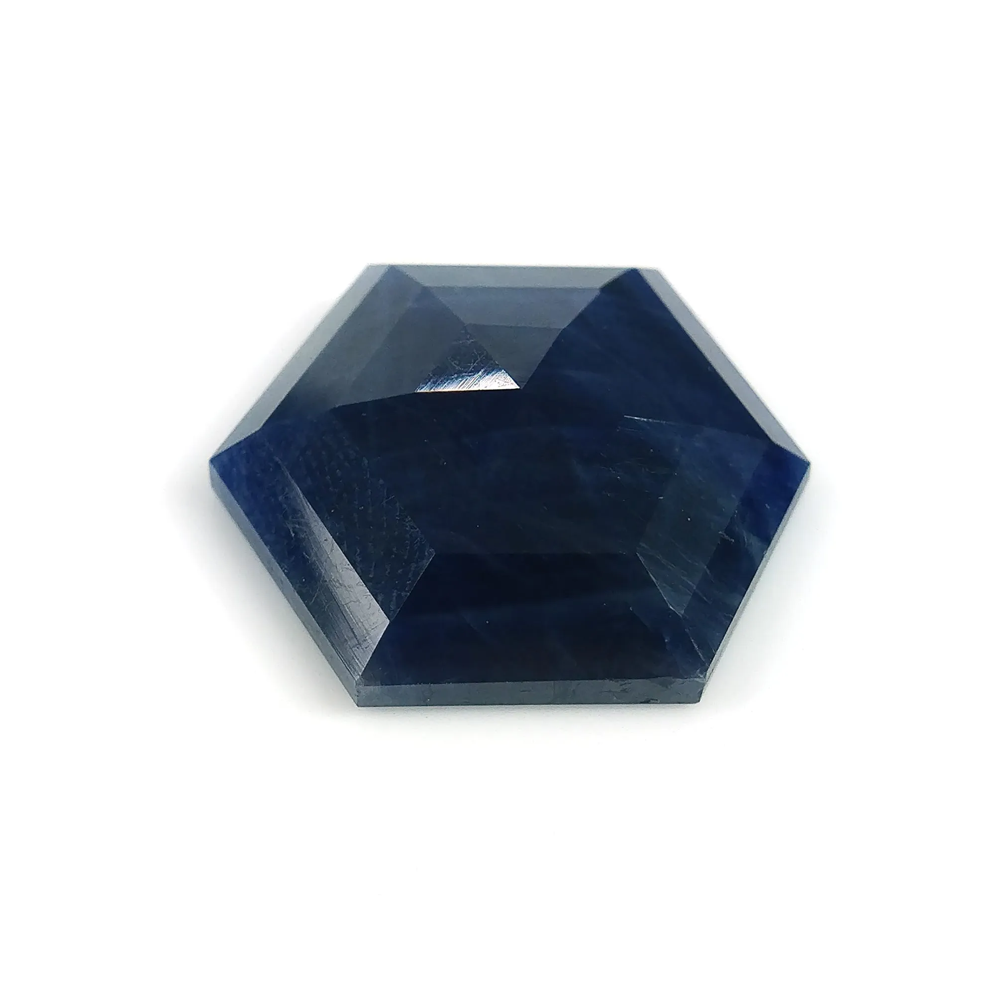 BLUE SAPPHIRE Gemstone Step Cut : 21.80cts Natural Untreated Unheated Sapphire Hexagon Shape 22*19mm (With Video)