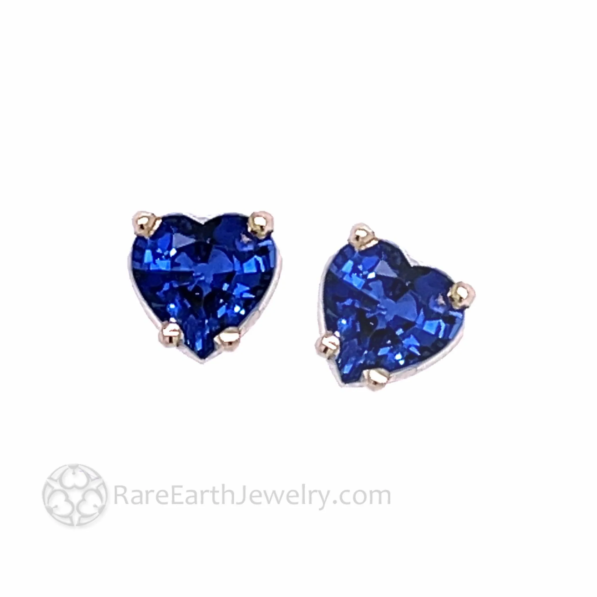 Blue Sapphire Heart Earrings Natural Ceylon Blue Sapphire Stud Earrings