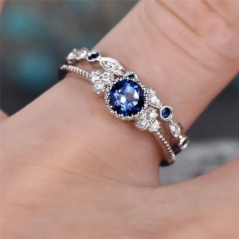 Blue Zircon Ring Set