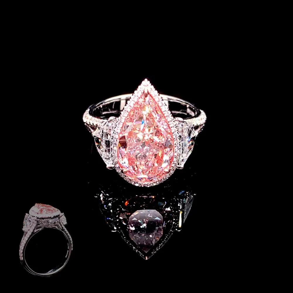 BLUSH 5 Carat Pear Shape Pink Diamond Engagement Ring 18K GIA CERTIFIED BY MIKE NEKTA