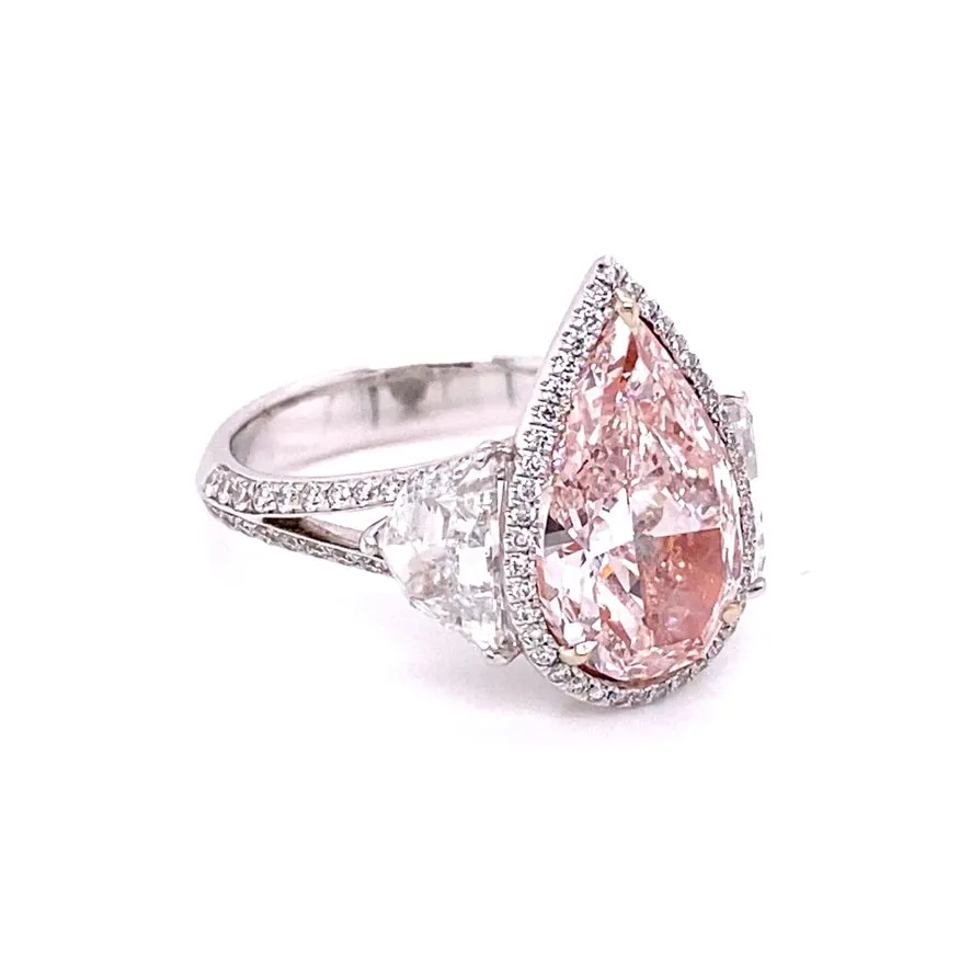 BLUSH 5 Carat Pear Shape Pink Diamond Engagement Ring 18K GIA CERTIFIED BY MIKE NEKTA