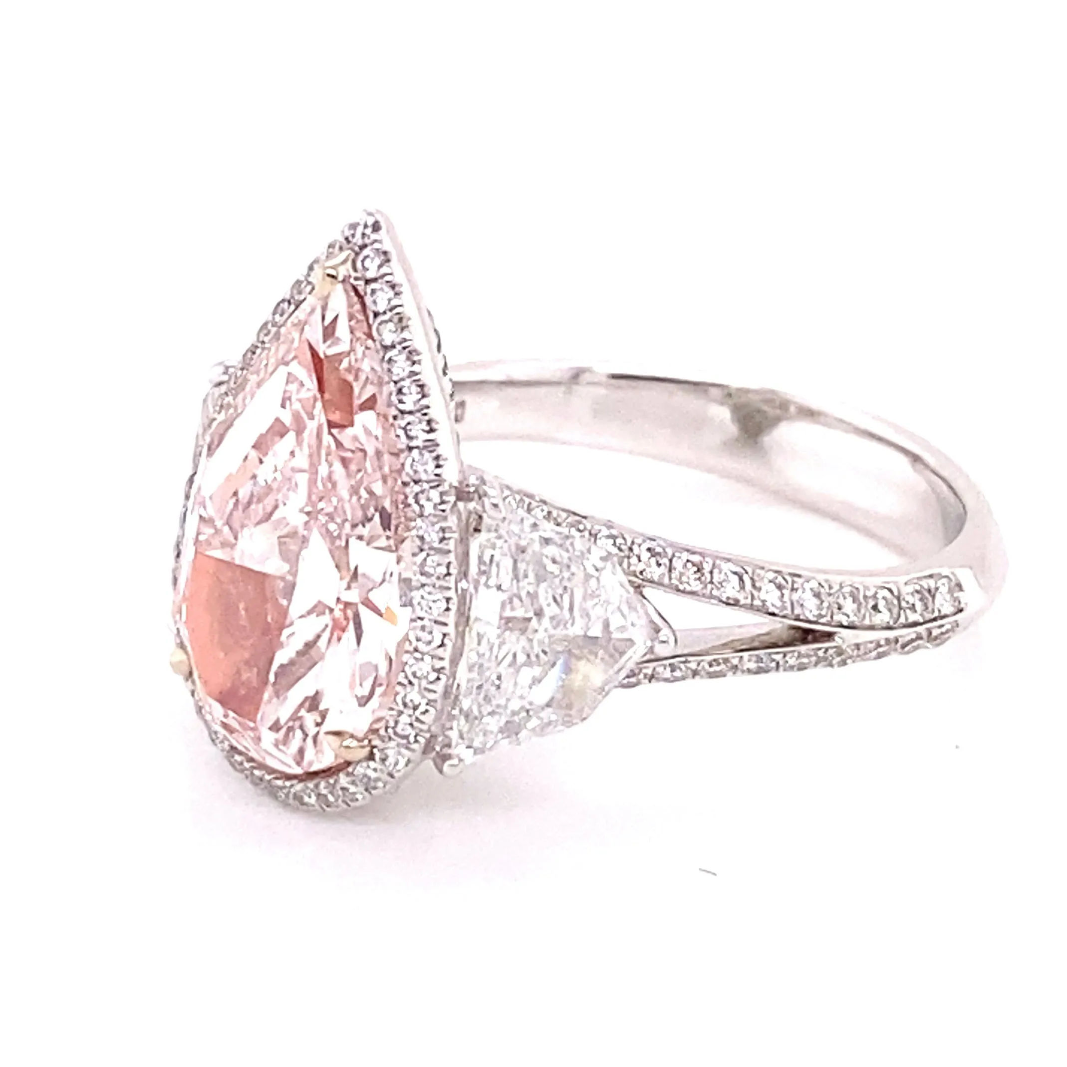 BLUSH 5 Carat Pear Shape Pink Diamond Engagement Ring 18K GIA CERTIFIED BY MIKE NEKTA