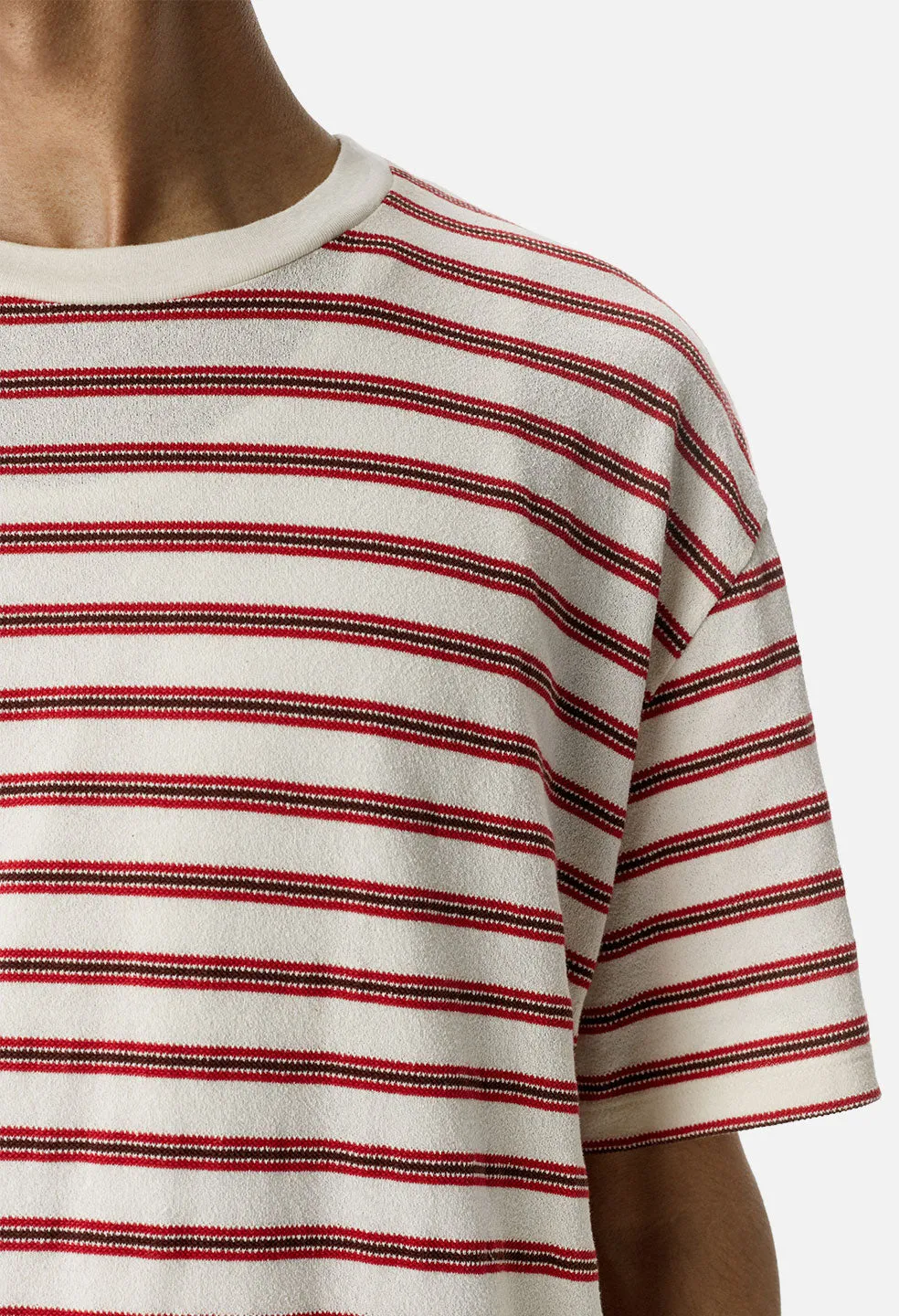 Boucle Border Tee / Ivory X Red