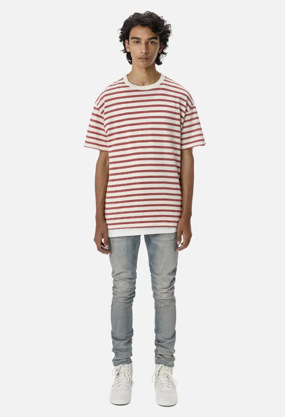 Boucle Border Tee / Ivory X Red