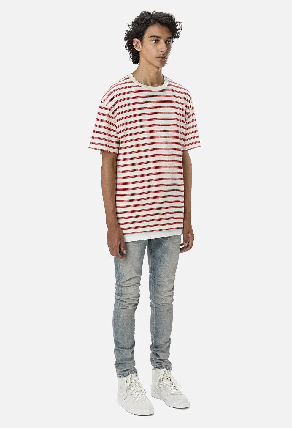 Boucle Border Tee / Ivory X Red