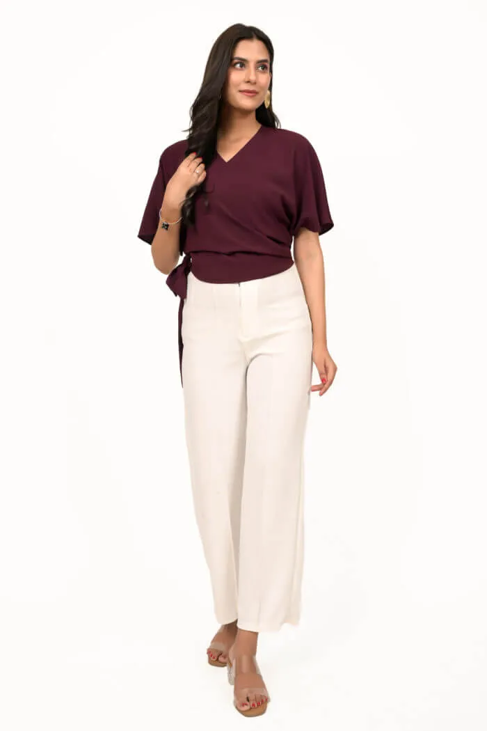 Burgundy Wraparound Crop Top