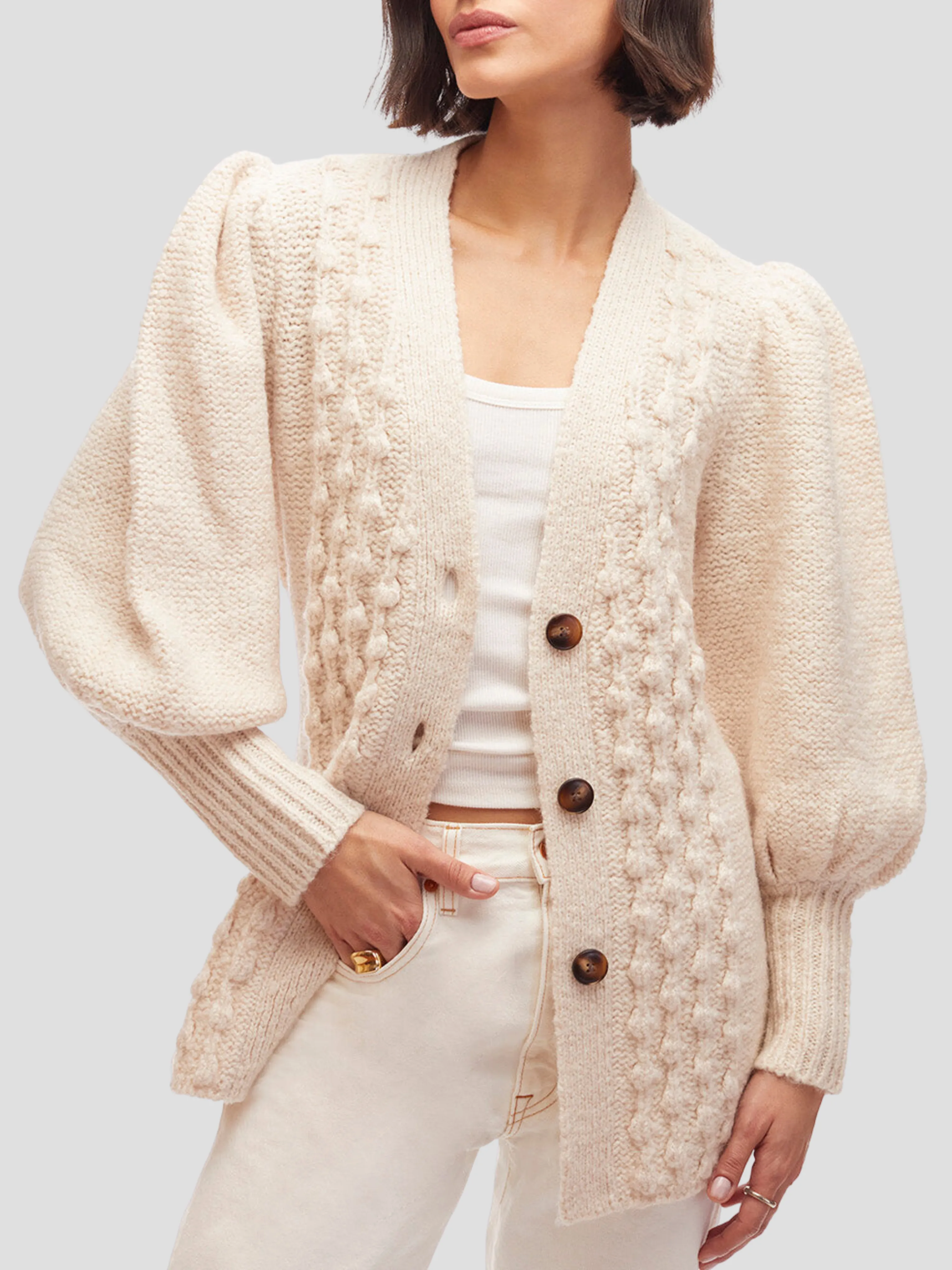 Calla Cardigan Coat in Ivory