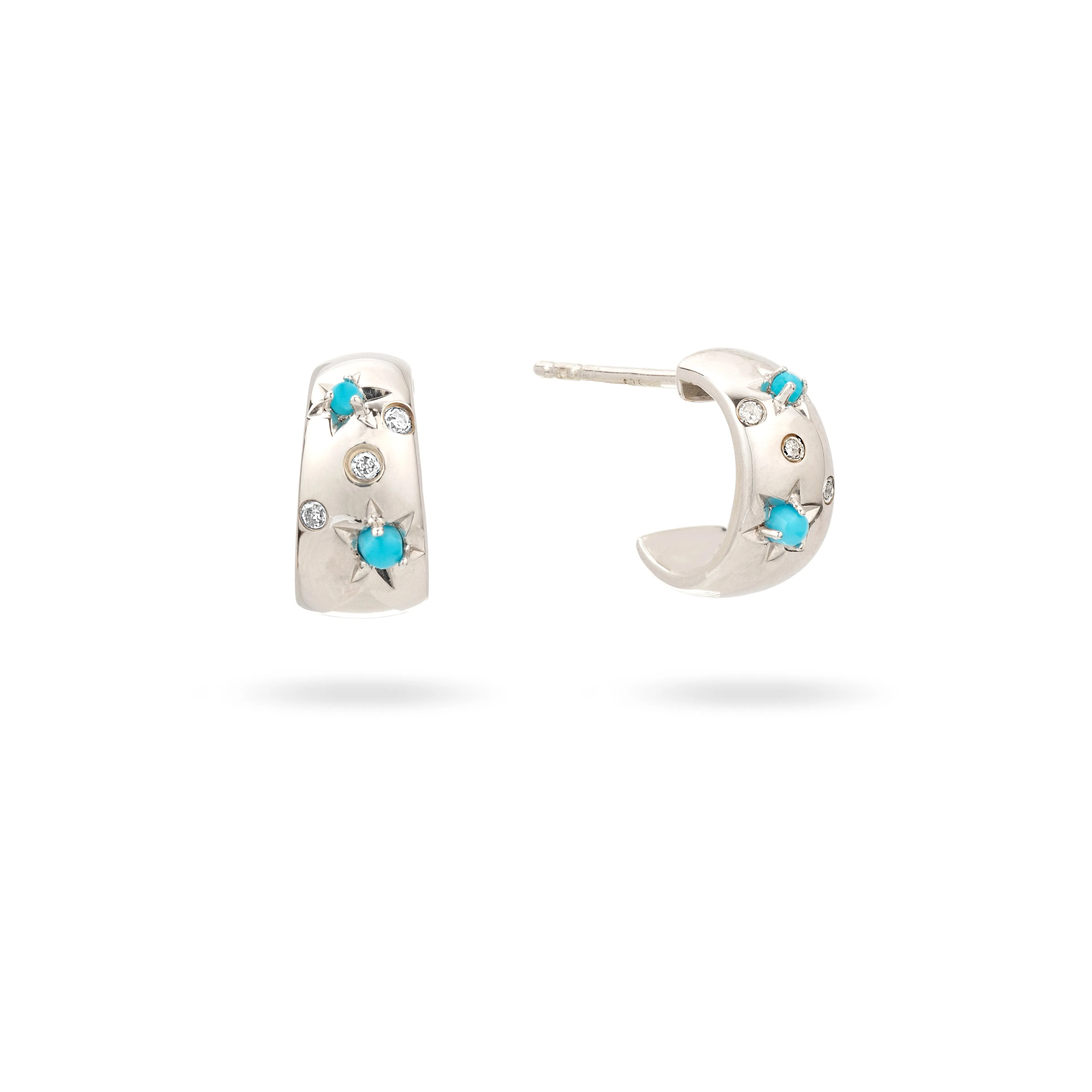 Celestial Turquoise   Diamond Wide Huggie Hoops