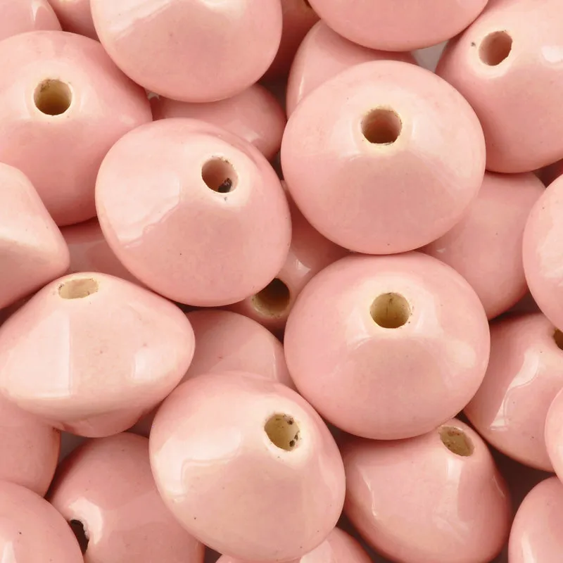 Ceramic Beads-18mm Top-Enamel-Antique Pink-Quantity 1