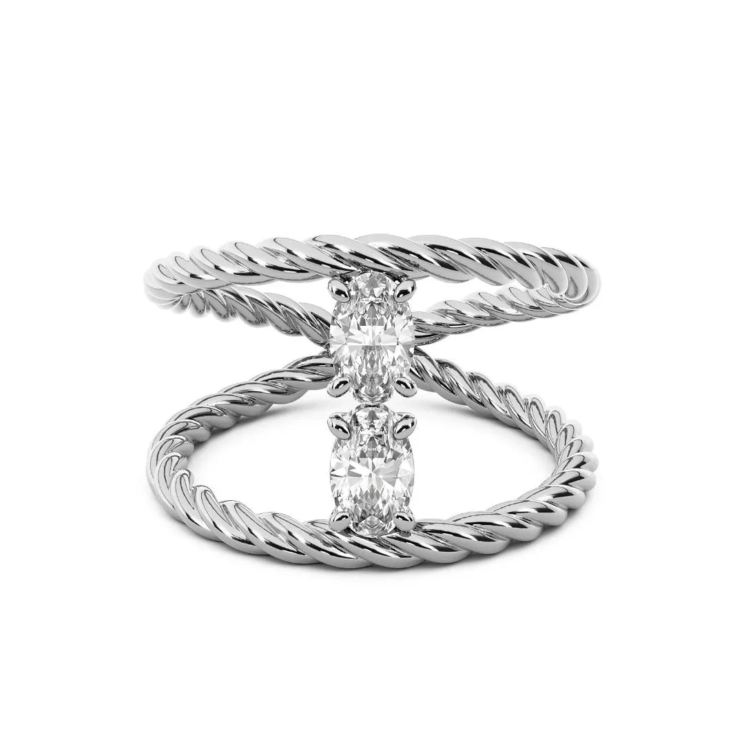 Chorost & Co. Private Collection 14K White Gold 0.50ct Diamond Oval Duo Ring