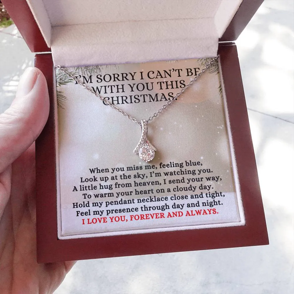 Condolence Gift, I'm Sorry I Can't Be With You This Christmas Poem, Alluring Beauty Pendant Necklace