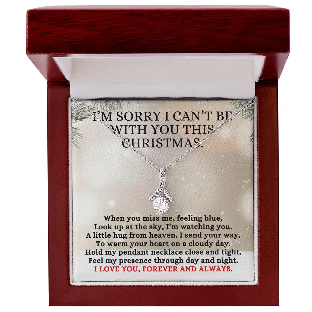 Condolence Gift, I'm Sorry I Can't Be With You This Christmas Poem, Alluring Beauty Pendant Necklace