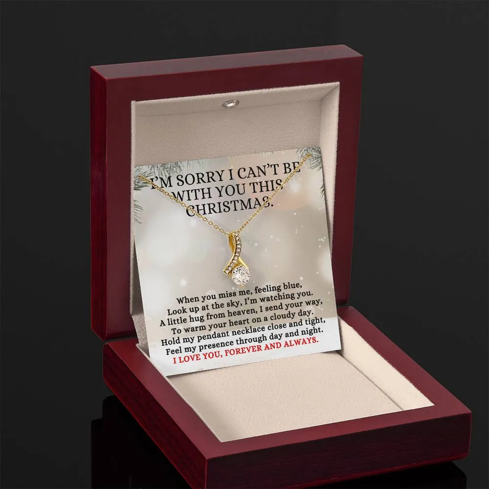 Condolence Gift, I'm Sorry I Can't Be With You This Christmas Poem, Alluring Beauty Pendant Necklace