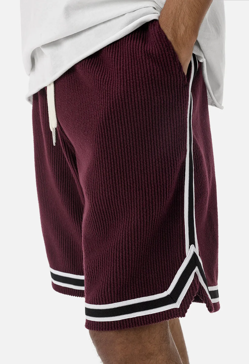 Corduroy Basketball Shorts / Burgundy