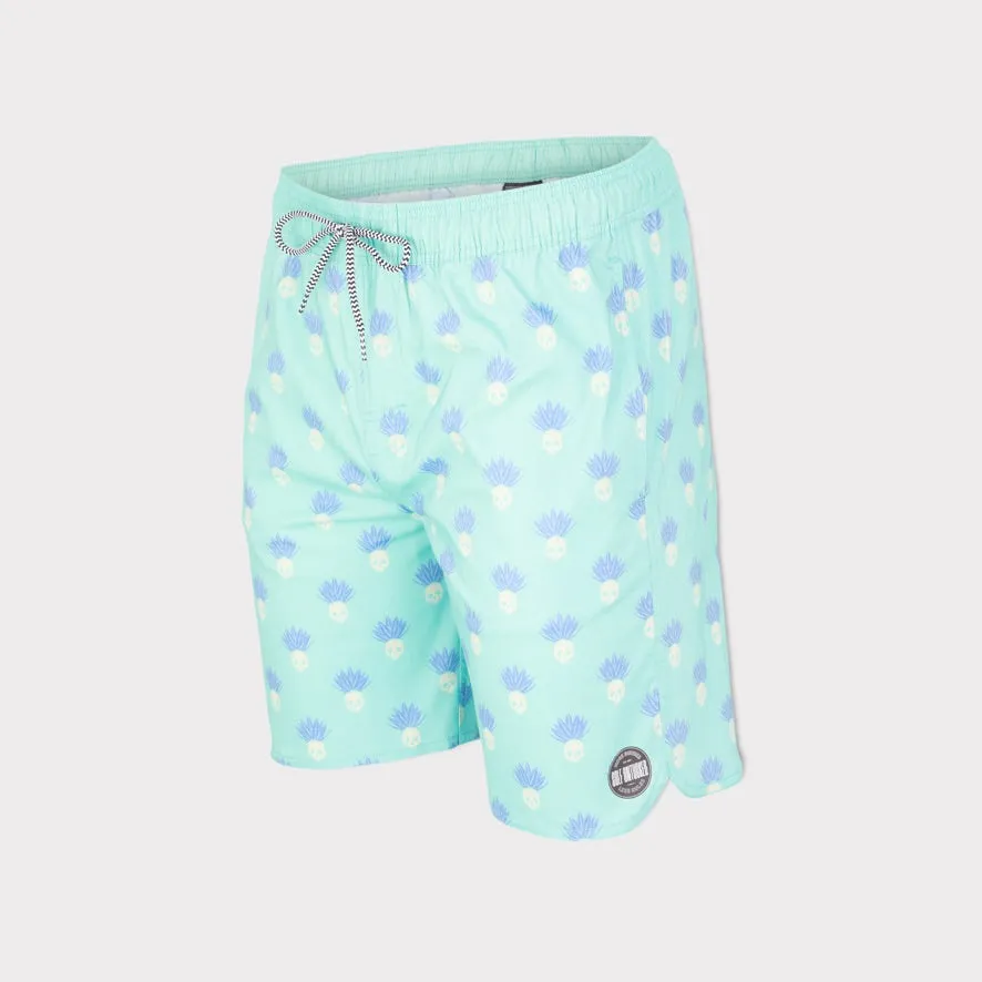 Cousin Skully Stretch Shorts Aqua