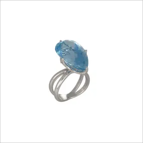 Couture 18K Gold & Aquamarine Ring with Diamonds