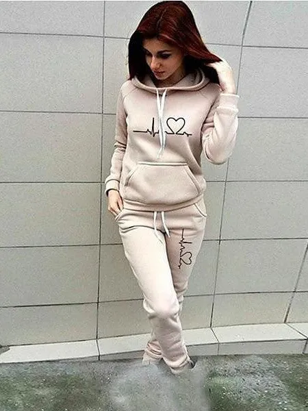 Cozy Winter Pink Khaki Fleece Activewear Set