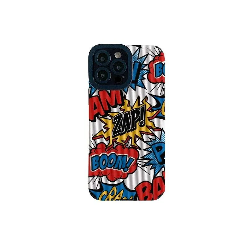 Cute Manga Color-Lettered Phone Case for iPhone 14, 13, 12, 11 Pro Max, Mini, 6S, 7, 8 Plus, X, XS, XR, and Max Models