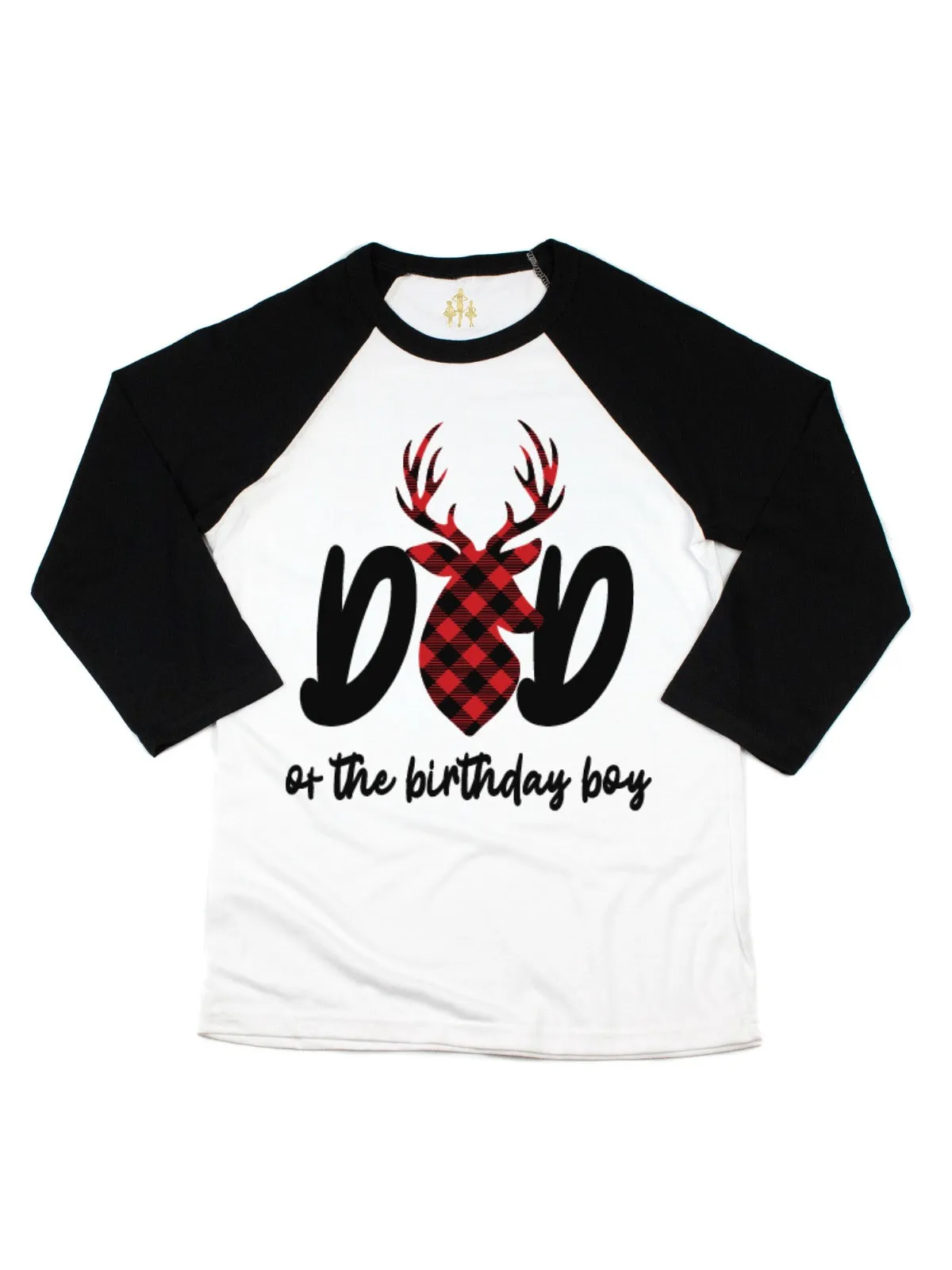 Dad of the Birthday Boy Buffalo Plaid Deer Raglan Shirt