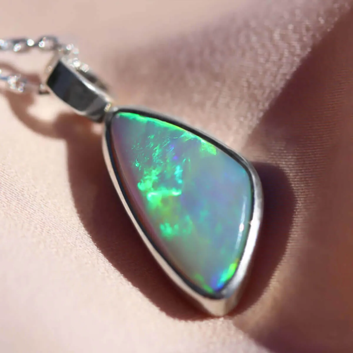 Dark Crystal Opal & Sterling Silver Pendant