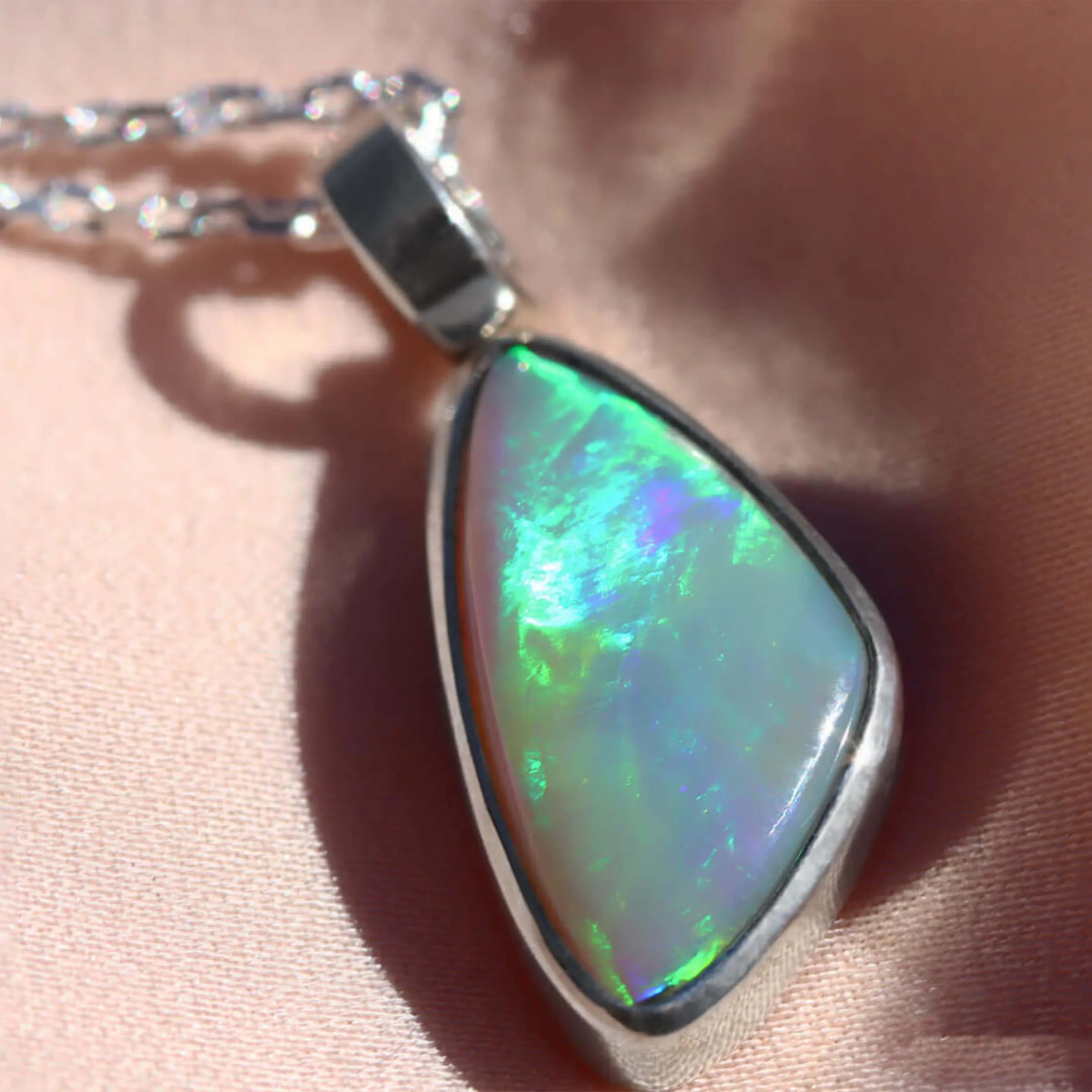 Dark Crystal Opal & Sterling Silver Pendant