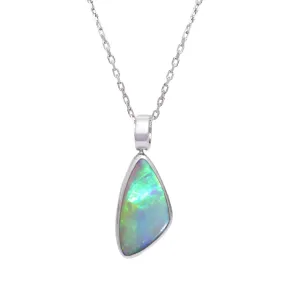 Dark Crystal Opal & Sterling Silver Pendant