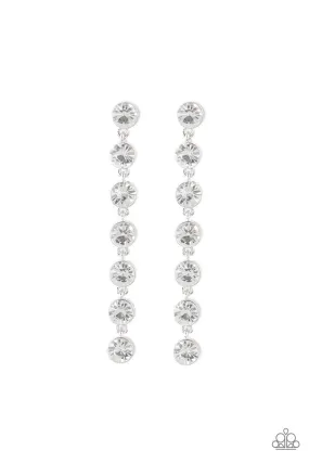 Dazzling Debonair White Rhinestone Earrings - Paparazzi Accessories