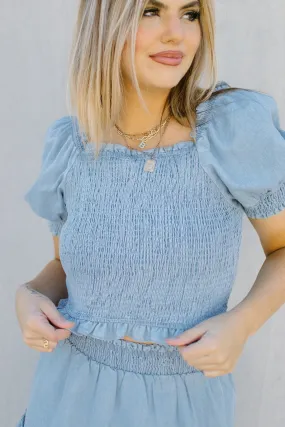 Denim Smock Set Crop Top