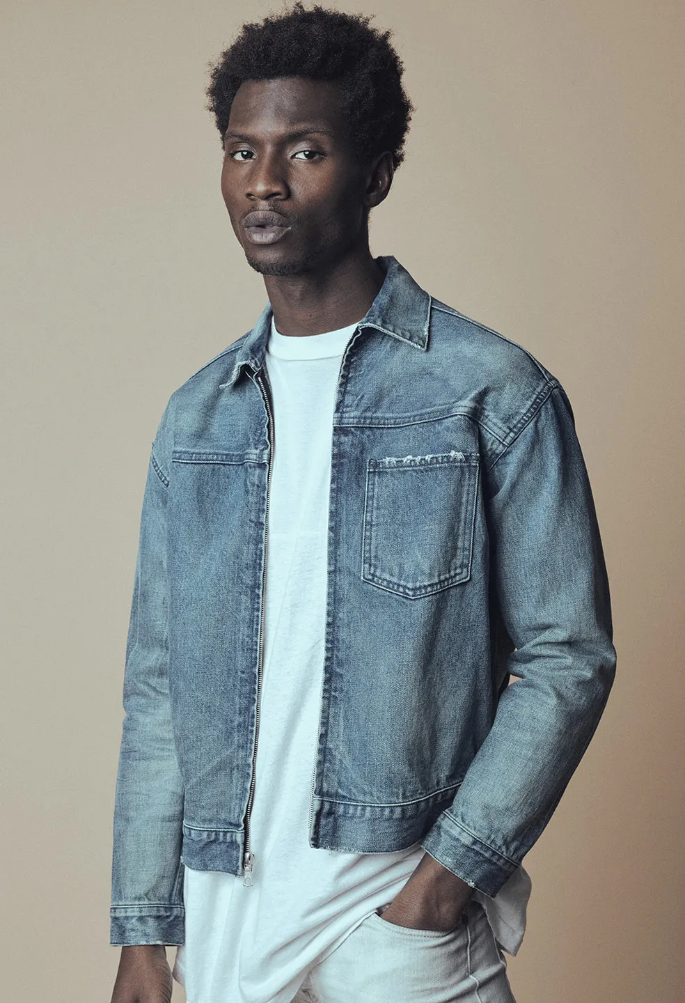 Denim Zip Blouson / Cadet Indigo