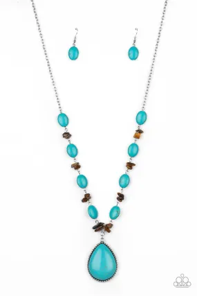 Desert Diva Turquoise Blue and Tiger Eye Stone Necklace - Paparazzi Accessories