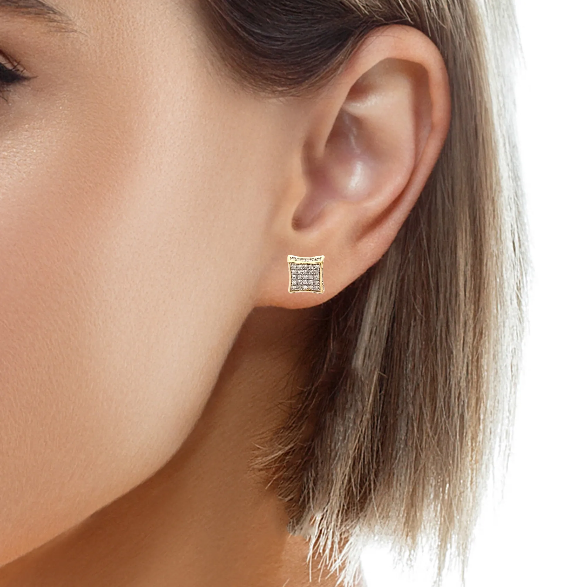 Diamond 0.29Ctw Square Shaped Earrings