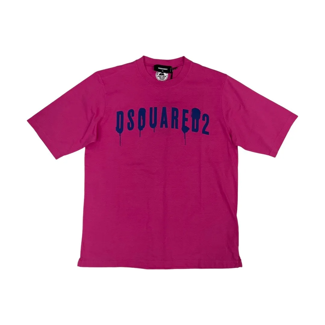 Dsquared2 Oversized Drip Logo Tee (Pink)