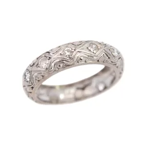 Edwardian Platinum Diamond Filigree Eternity Band