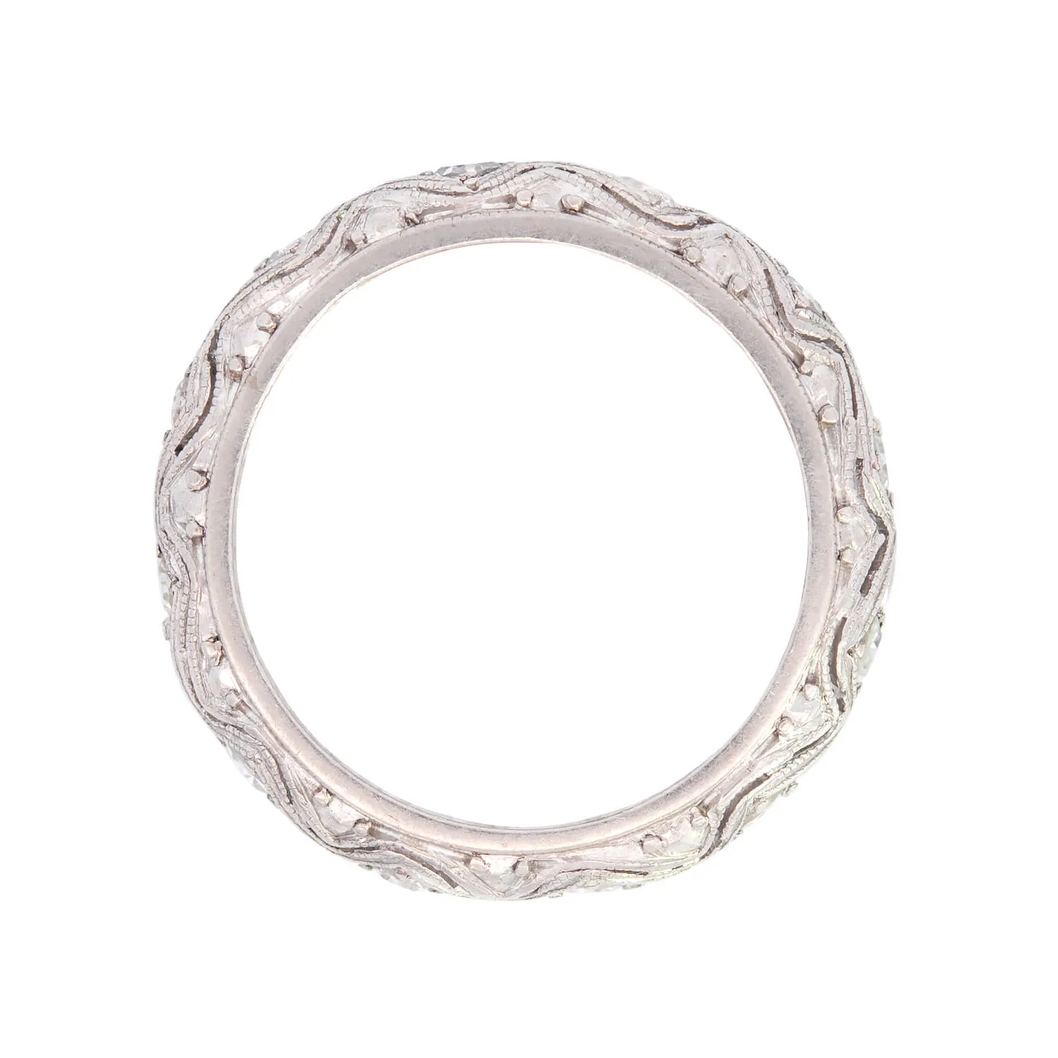 Edwardian Platinum Diamond Filigree Eternity Band