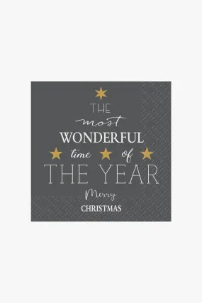 Eldin Black Wonderful Year Christmas Napkins Set Of 20