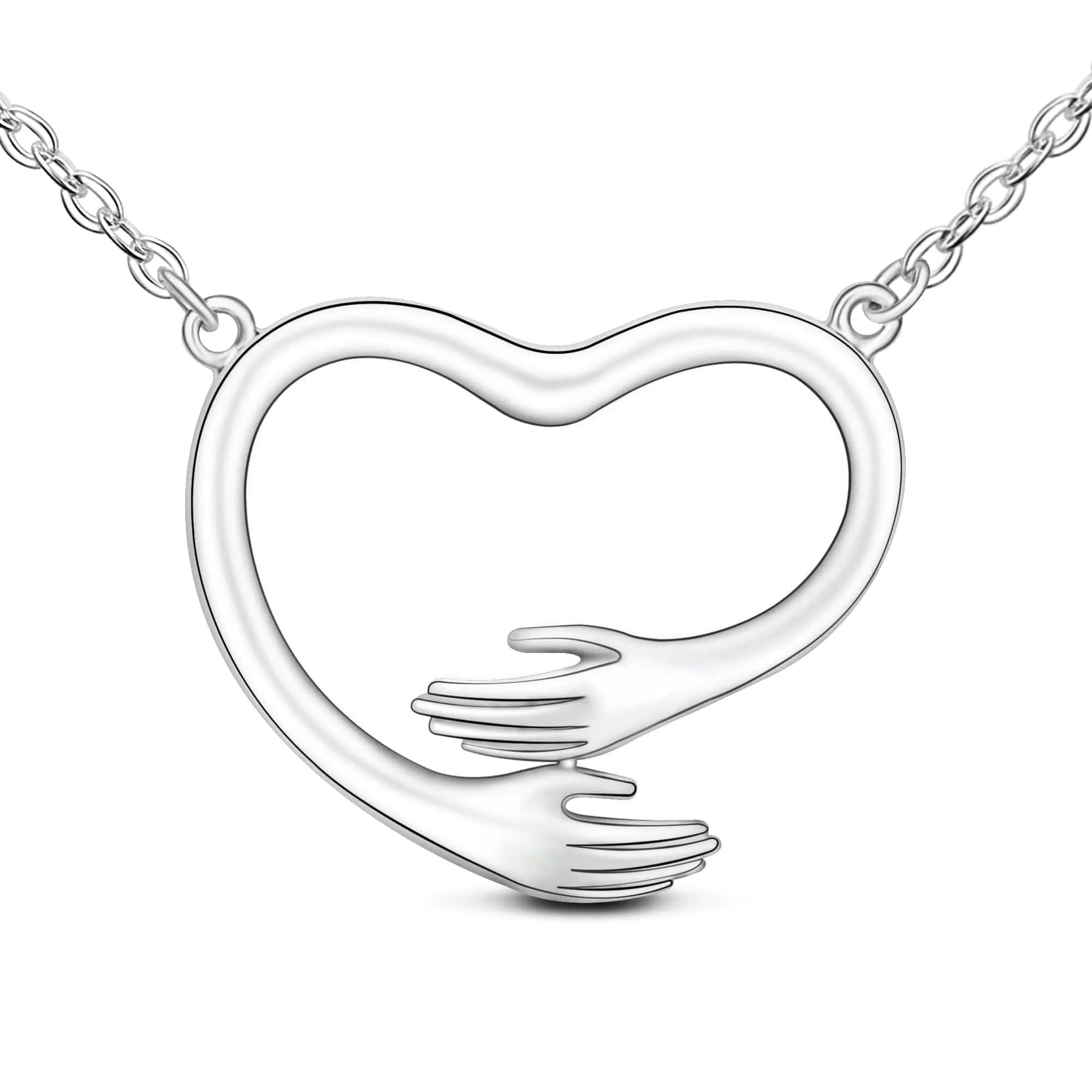 Embracing Love Hug Heart Necklace Sterling Silver