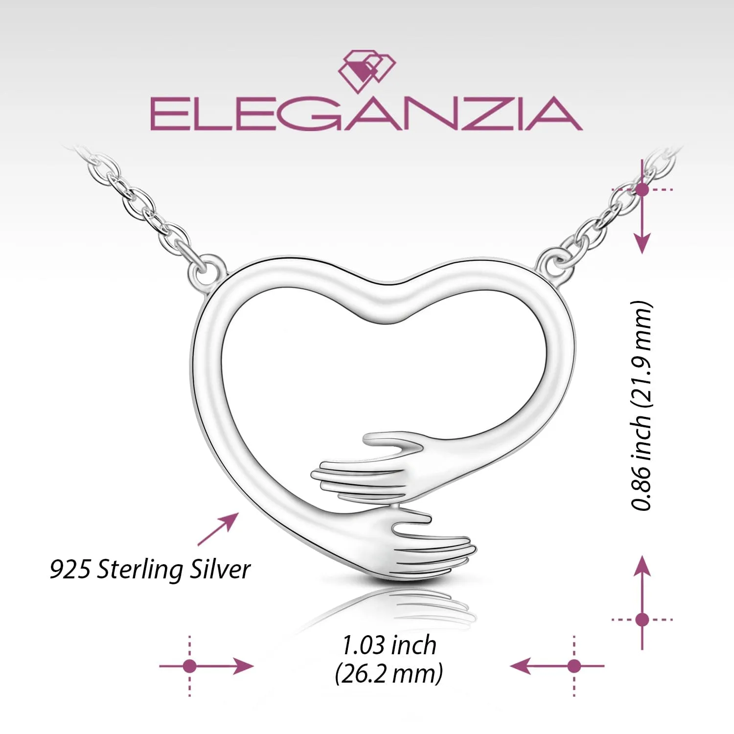 Embracing Love Hug Heart Necklace Sterling Silver