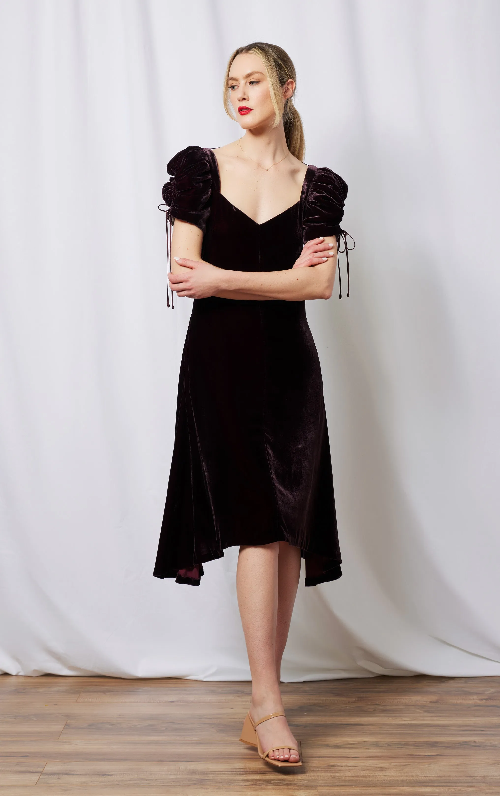 Emma Velvet Dress - Bordeaux